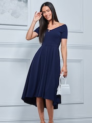 Jolie Moi Navy Blue Lenora Fit & Flare Midi Dress - Image 3 of 5