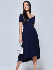Jolie Moi Navy Blue Lenora Fit & Flare Midi Dress - Image 4 of 5