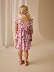 Laura Ashley Purple Ancroft Bow Detail Prom Dress - Image 3 of 10
