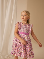 Laura Ashley Purple Ancroft Bow Detail Prom Dress - Image 5 of 10