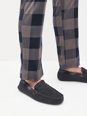 Navy Blue Luxury Signature Suede Moccasin Slippers - Image 1 of 6