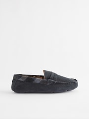 Navy Blue Luxury Signature Suede Moccasin Slippers - Image 3 of 6