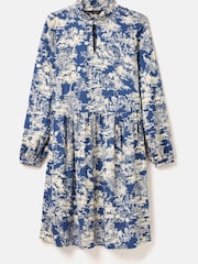 Joules Petunia Blue/Neutral Frill Neck Dress - Image 6 of 6