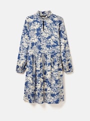 Joules Petunia Blue/Neutral Frill Neck Dress - Image 5 of 6