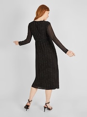 JoJo Maman Bébé Black Sparkle Wrap Maternity Dress - Image 3 of 6