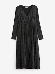JoJo Maman Bébé Black Sparkle Wrap Maternity Dress - Image 6 of 6