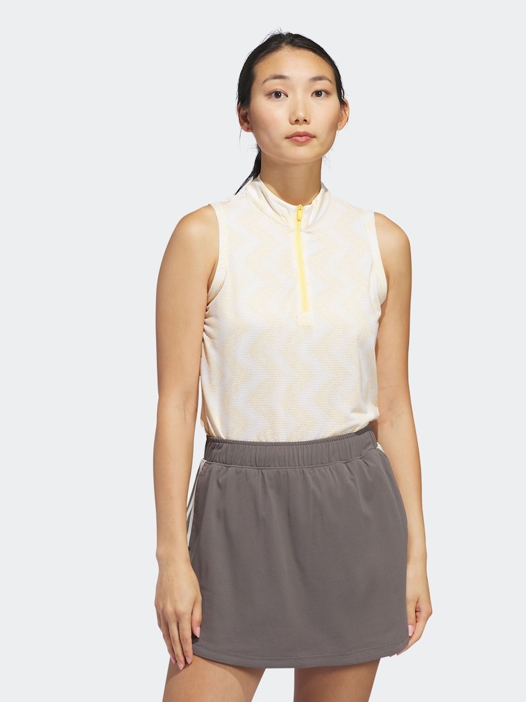 adidas Golf Womens Ultimate365 Ottoman Printed Sleeveless Polo Blouse - Image 1 of 7 adidas Golf Womens Ultimate365 Ottoman Printed Sleeveless Polo Blouse - Image 1 of 7