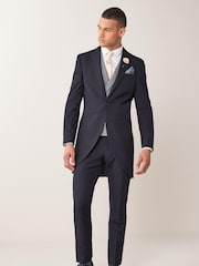 Navy Blue Slim Fit Morning Suit Jacket - Image 2 of 6