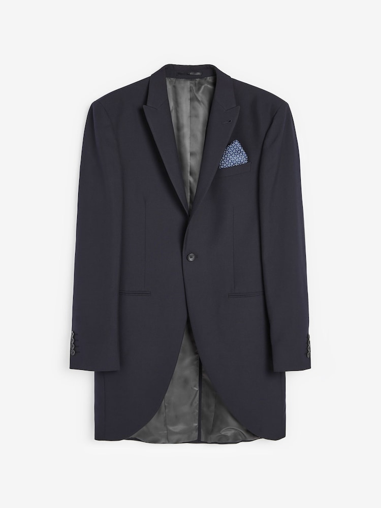 Navy Blue Slim Fit Morning Suit Jacket - Image 6 of 6