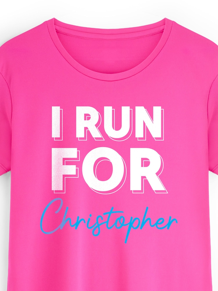 Stitch Style Pink Personalised I Run For Short Sleeve T-Shirt - Image 4 of 4