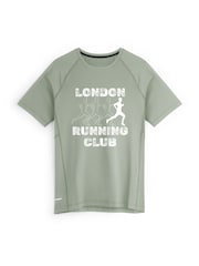 Personalised 'Running club' Sage Green Short Sleeve T-Shirt By Stitch Style. - Image 1 of 4