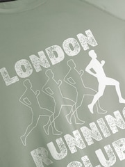 Personalised 'Running club' Sage Green Short Sleeve T-Shirt By Stitch Style. - Image 2 of 4