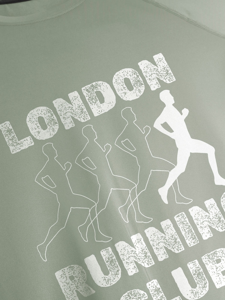 Personalised 'Running club' Sage Green Short Sleeve T-Shirt By Stitch Style. - Image 2 of 4