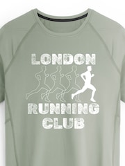 Personalised 'Running club' Sage Green Short Sleeve T-Shirt By Stitch Style. - Image 4 of 4