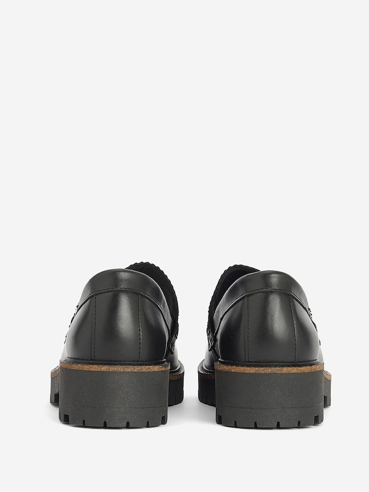 Barbour® Black Norma Leather Penny Loafers - Image 4 of 5