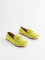 Lime Green Leather Forever Comfort® Bow Driver Shoes - Image 1 of 6