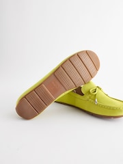 Lime Green Leather Forever Comfort® Bow Driver Shoes - Image 5 of 6