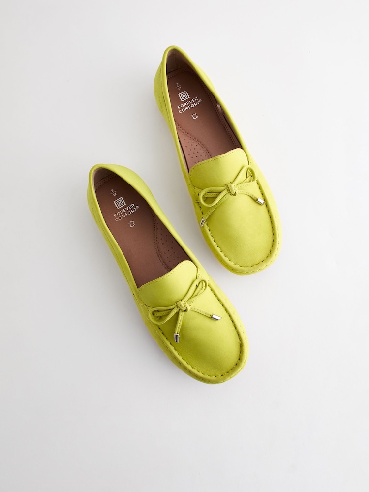 Lime Green Leather Forever Comfort® Bow Driver Shoes - Image 6 of 6