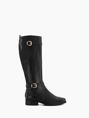 Dune London Black Standard Fit Tepi Branded Trim Knee High Boots - Image 3 of 6
