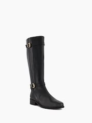 Dune London Black Standard Fit Tepi Branded Trim Knee High Boots - Image 4 of 6