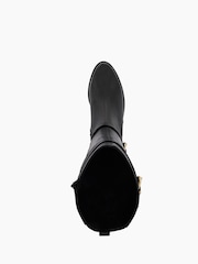 Dune London Black Standard Fit Tepi Branded Trim Knee High Boots - Image 6 of 6