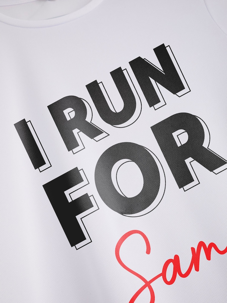 Stitch Style Personalised 'I Run For' White Short Sleeve T-Shirt - Image 2 of 4