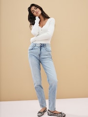 Bleach Wash Mom Comfort Stretch Jeans - Image 1 of 5