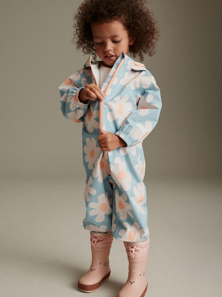 Pale Blue Waterproof Printed Puddlesuit (3mths-7yrs) - Image 2 of 8