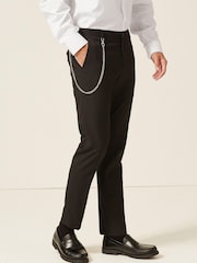 Black Slim Tapered Trousers With Chain - Image 1 of 4