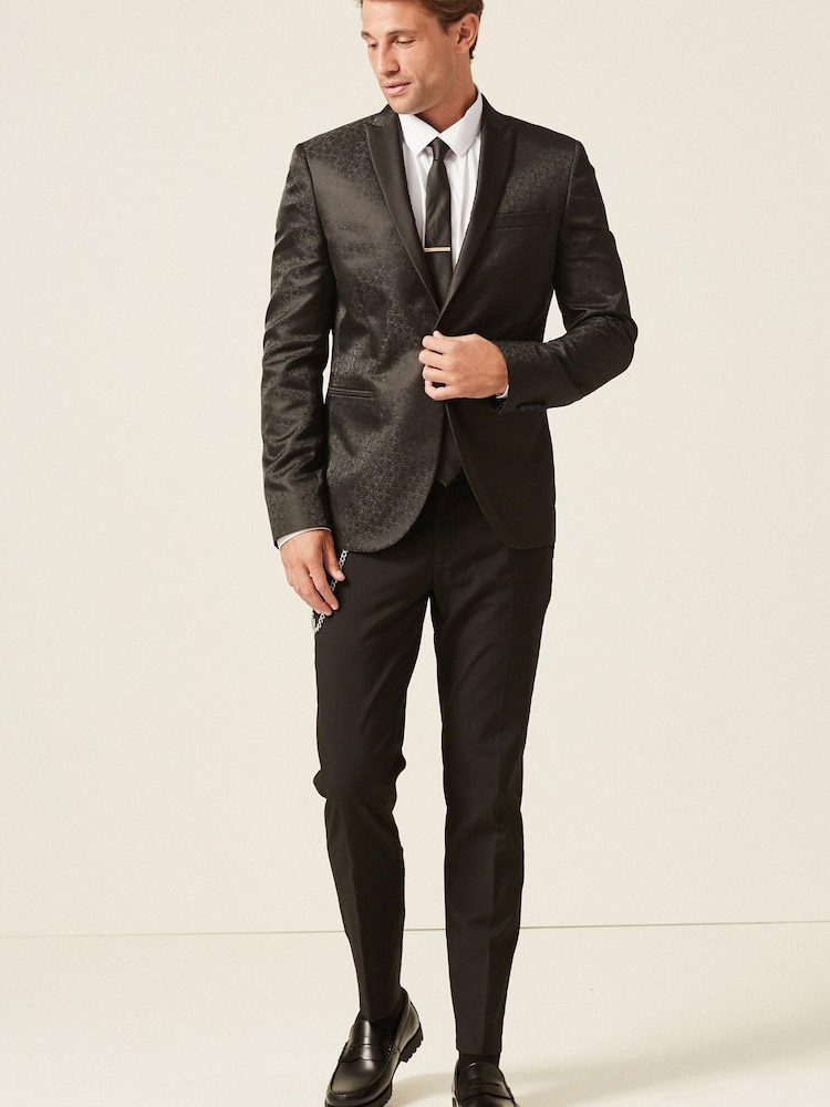 Black Slim Tapered Trousers With Chain - Image 2 of 4