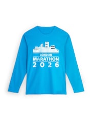 Personalised 'City' Marathon Sapphire Blue Long Sleeve T-Shirt By StitchStyle. - Image 1 of 4