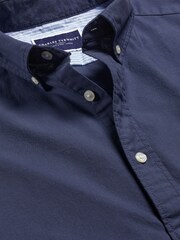 Charles Tyrwhitt Blue Plain Classic Fit Button-down Washed Oxford 100% Cotton Shirt - Image 5 of 6