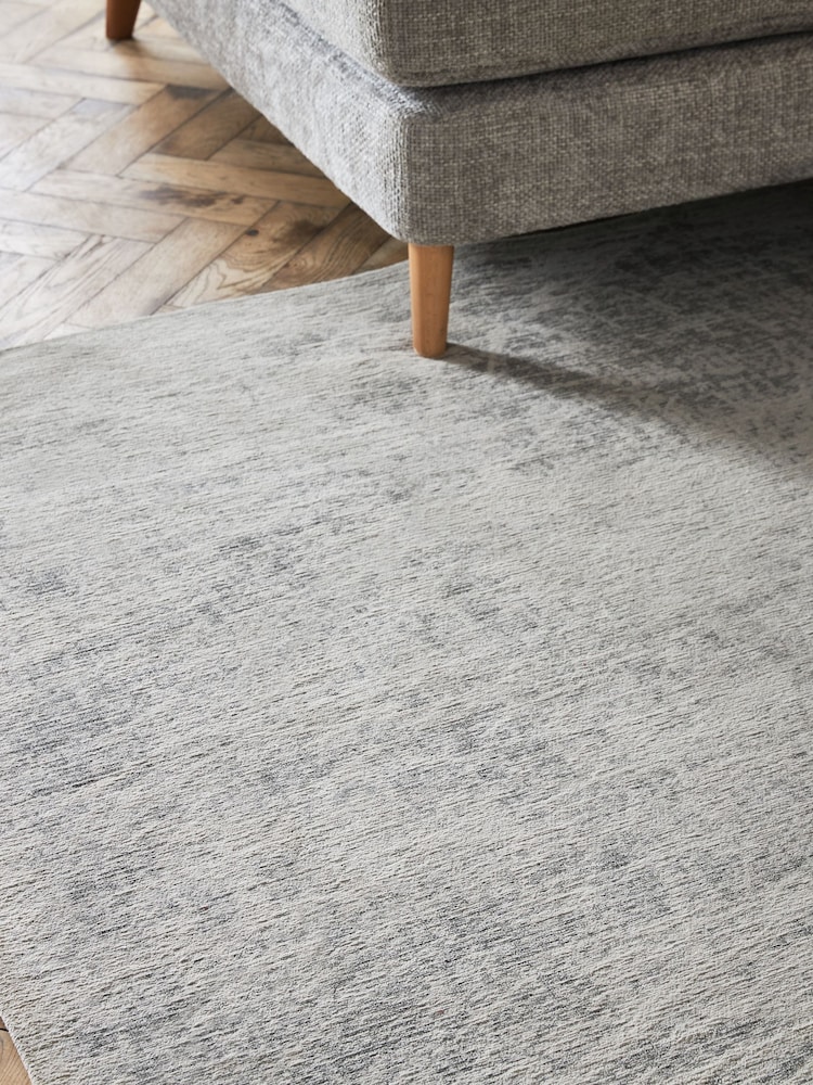 Grey Graphite Abstract Flat Weave Rug - Image 1 of 5