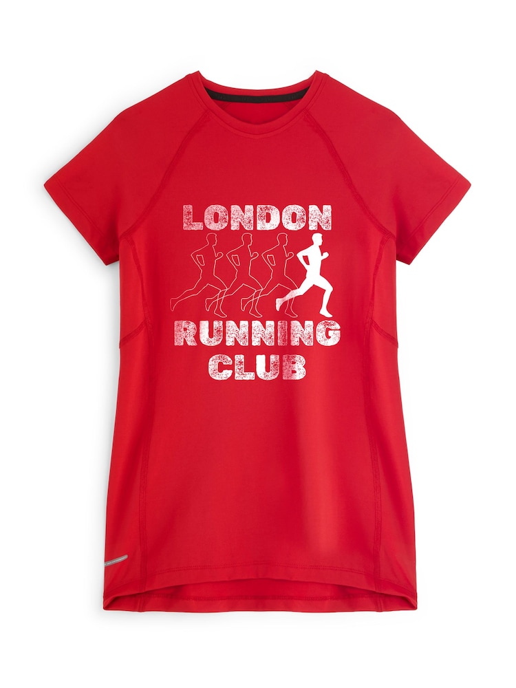 Personalised 'Running club' Red Short Sleeve T-Shirt By Stitch Style. - Image 1 of 4
