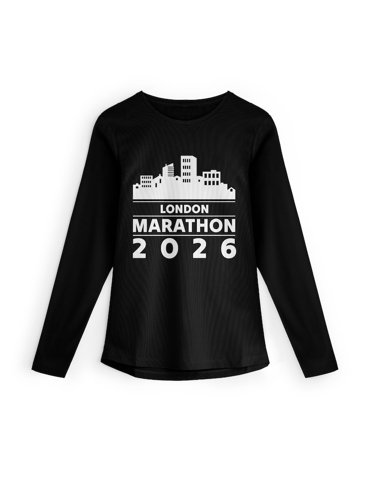 Personalised Womens 'City' Marathon Black Long Sleeve T-Shirt By Stitchstyle. - Image 1 of 4