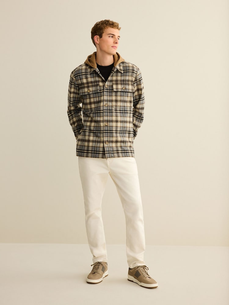 Neutral Check Hooded Shacket - Image 2 of 10