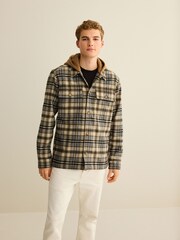 Neutral Check Hooded Shacket - Image 4 of 10