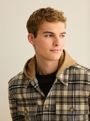 Neutral Check Hooded Shacket - Image 5 of 10