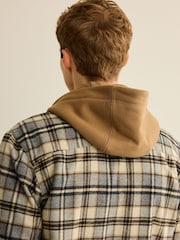 Neutral Check Hooded Shacket - Image 6 of 10