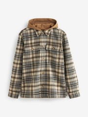 Neutral Check Hooded Shacket - Image 8 of 10