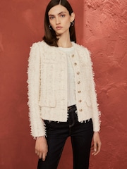 Cream Tuft Textured Tailored Jacket - Image 1 of 5
