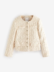 Cream Tuft Textured Tailored Jacket - Image 4 of 5