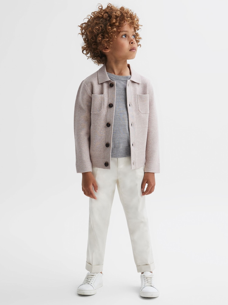 Reiss Oatmeal Melange Forester 9-14 yrs Long Sleeve Button Through Cardigan - Image 1 of 6