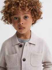 Reiss Oatmeal Melange Forester 9-14 yrs Long Sleeve Button Through Cardigan - Image 4 of 6