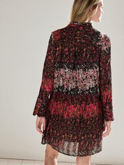 Red/Black Pintuck Long Sleeve Mini Dress - Image 3 of 6