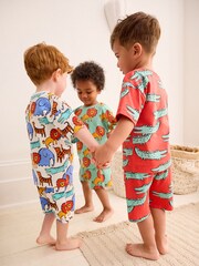 Bright Animal Short Sleeve 3 Pack Pyjama Set (9mths-12yrs) - Image 1 of 7