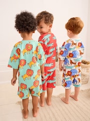 Bright Animal Short Sleeve 3 Pack Pyjama Set (9mths-12yrs) - Image 2 of 7