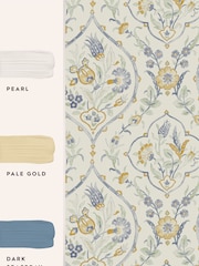 Laura Ashley Pale Ochre Yellow Foscot Damask 10M Wallpaper - Image 4 of 4