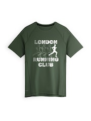 Personalised 'Running club' Green Short Sleeve T-Shirt By Stitch Style. - Image 1 of 4