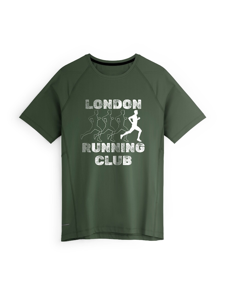 Personalised 'Running club' Green Short Sleeve T-Shirt By Stitch Style. - Image 1 of 4